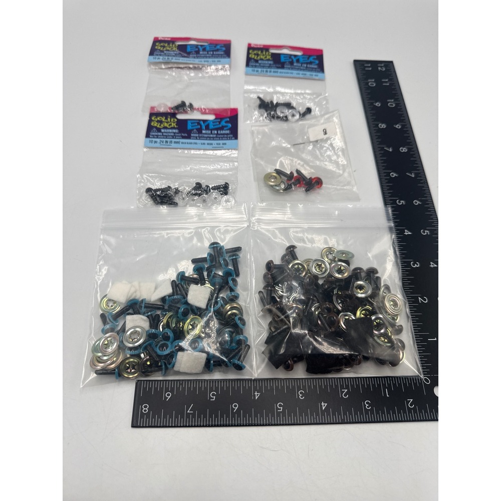 Darico Safety Eyes Bulk Lot Black Blue Brown 6mm Mixed Size Doll Making Supplies